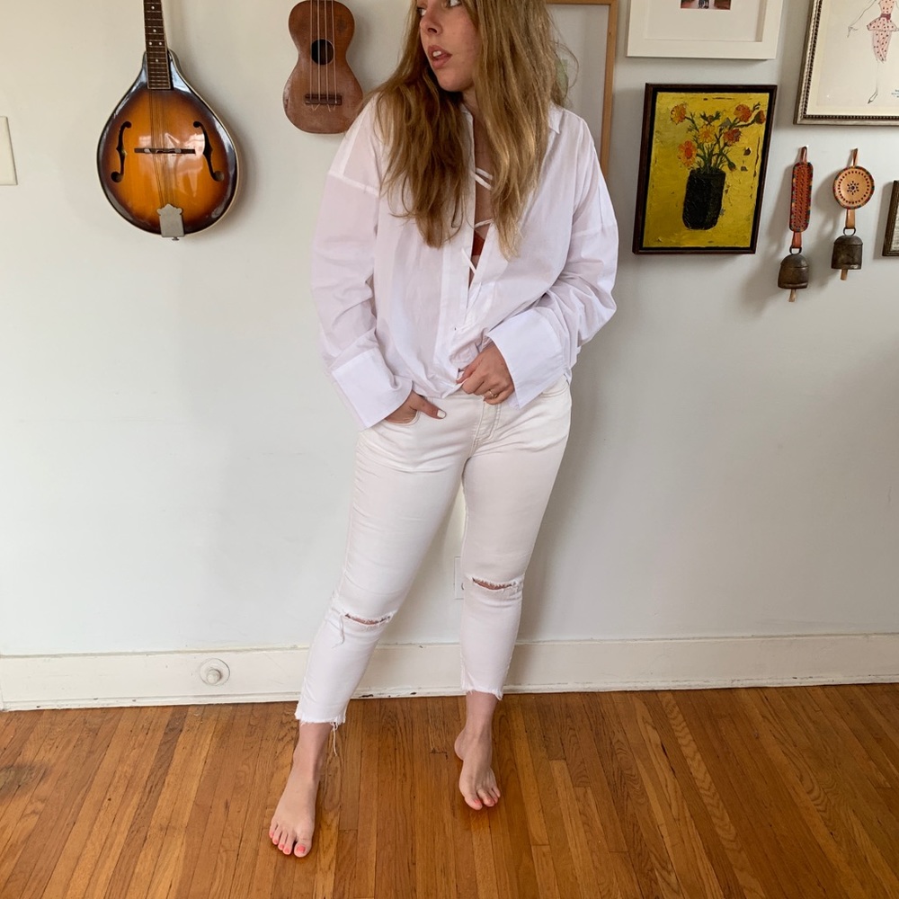 Free people destroyed ankle skinny jeans
